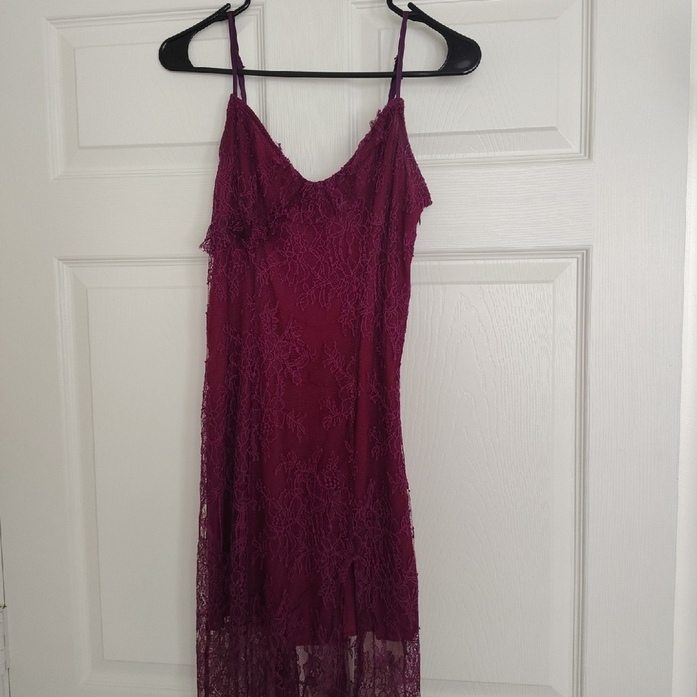 UO Purple Lace Dress Urban Outfitters Maxi Slit